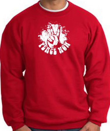 Peace Now Retro Vintage Classic Style Adult Sweatshirt - Red