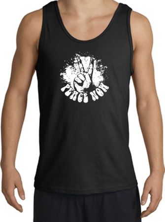Peace Now Retro Vintage Classic Style Adult Tanktop - Black