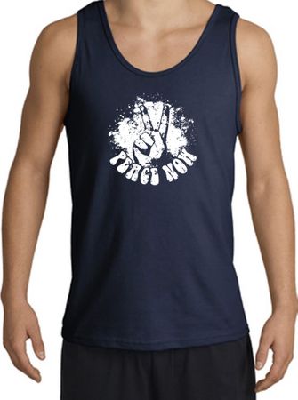 Peace Now Retro Vintage Classic Style Adult Tanktop - Navy