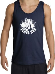 Peace Now Retro Vintage Classic Style Adult Tanktop - Navy