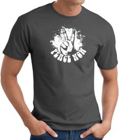Peace Now Retro Vintage Classic Style T-shirt - Charcoal