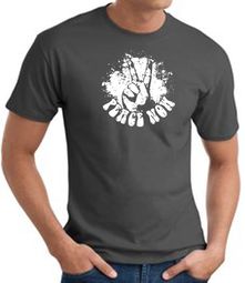 Peace Now Retro Vintage Classic Style T-shirt - Charcoal Peace Now Retro Vintage Classic Style T-shirt - Charcoal