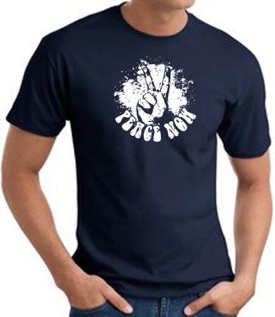 Peace Now Retro Vintage Classic Style T-shirt - Navy