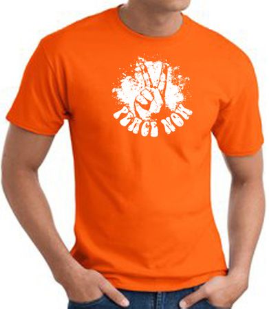 Peace Now Retro Vintage Classic Style T-shirt - Orange