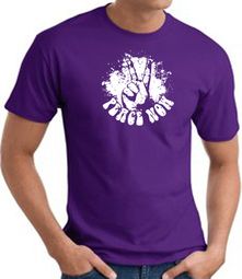 Peace Now Retro Vintage Classic Style T-shirt - Purple Peace Now Retro Vintage Classic Style T-shirt - Purple
