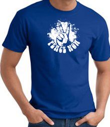 Peace Now Retro Vintage Classic Style T-shirt - Royal Peace Now Retro Vintage Classic Style T-shirt - Royal