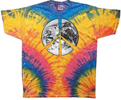 Peace Shirt Earth Satellite Image Colorful Tie Dye Woodstock Tee