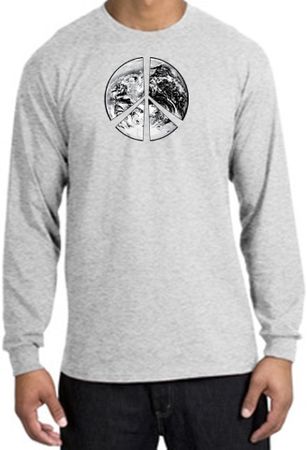 Peace Shirt Peace Earth Satellite Image Long Sleeve Shirt Ash