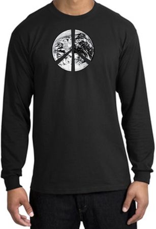 Peace Shirt Peace Earth Satellite Image Long Sleeve Shirt Black
