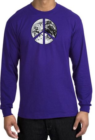 Peace Shirt Peace Earth Satellite Image Long Sleeve Shirt Purple