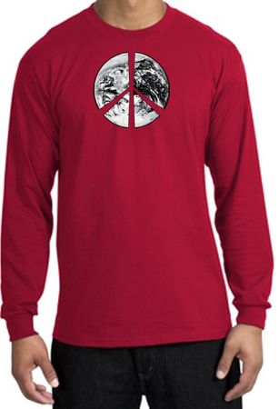 Peace Shirt Peace Earth Satellite Image Long Sleeve Shirt Red