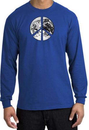 Peace Shirt Peace Earth Satellite Image Long Sleeve Shirt Royal