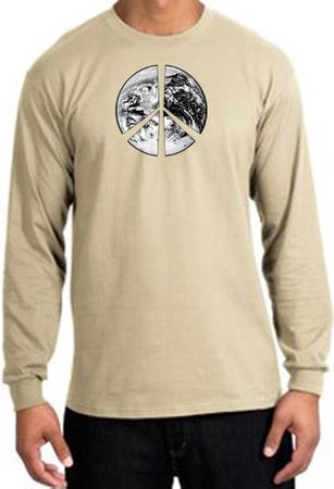Peace Shirt Peace Earth Satellite Image Long Sleeve Shirt Sand