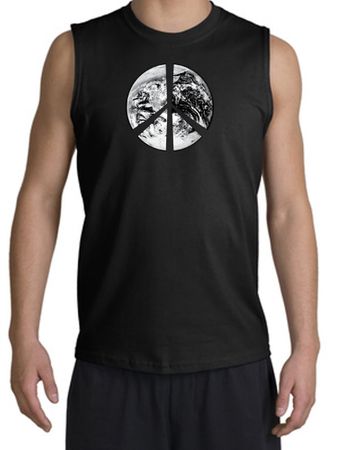 Peace Shirt Peace Earth Satellite Image Muscle Shirt Black