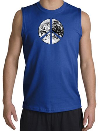 Peace Shirt Peace Earth Satellite Image Muscle Shirt Royal