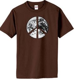 Peace Shirt Peace Earth Satellite Image Organic Tee Chocolate Brown