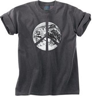 Peace Shirt Peace Earth Satellite Image Pigment Dyed Tee Dark Smoke