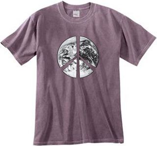 Peace Shirt Peace Earth Satellite Image Pigment Dyed Tee Eggplant