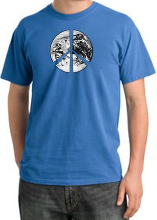 Peace Shirt Peace Earth Satellite Image Pigment Dyed Tee Medium Blue