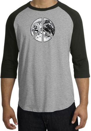 Peace Shirt Peace Earth Satellite Image Raglan Shirt Grey/Black