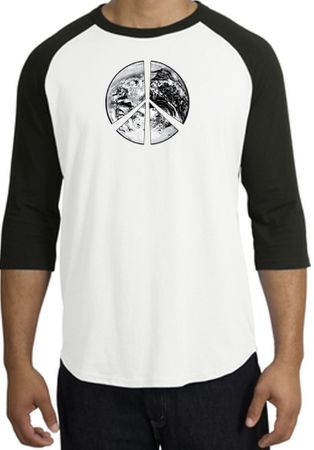 Peace Shirt Peace Earth Satellite Image Raglan Shirt White/Black
