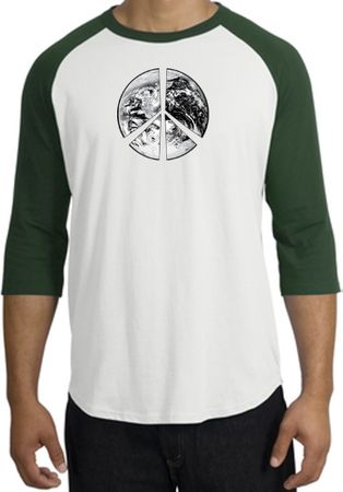 Peace Shirt Peace Earth Satellite Image Raglan Shirt White/Forest