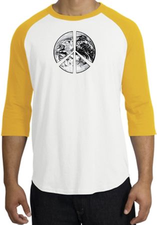 Peace Shirt Peace Earth Satellite Image Raglan Shirt White/Gold