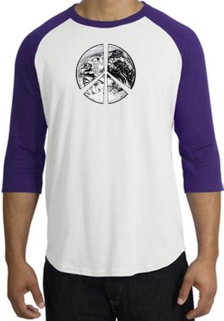 Peace Shirt Peace Earth Satellite Image Raglan Shirt White/Purple