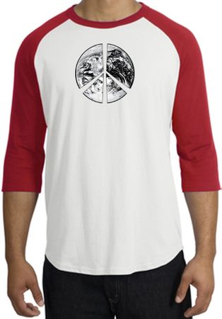 Peace Shirt Peace Earth Satellite Image Raglan Shirt White/Red