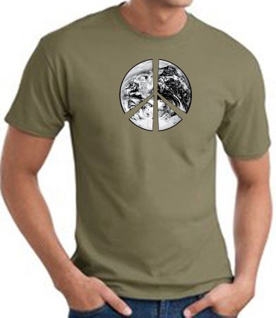 Peace Shirt Peace Earth Satellite Image Tee Army Green