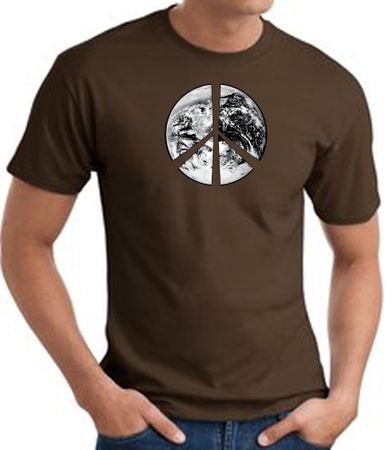 Peace Shirt Peace Earth Satellite Image Tee Brown