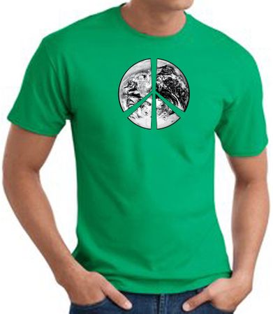 Peace Shirt Peace Earth Satellite Image Tee Kelly Green