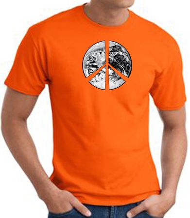 Peace Shirt Peace Earth Satellite Image Tee Orange