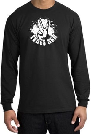 Peace Shirt Peace Now Retro Long Sleeve Tee Black