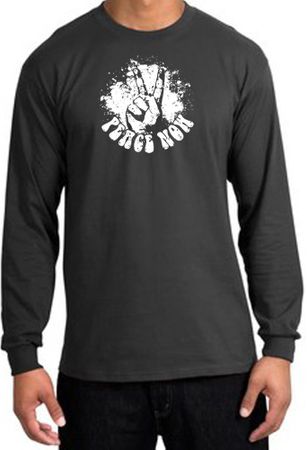 Peace Shirt Peace Now Retro Long Sleeve Tee Charcoal