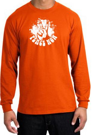 Peace Shirt Peace Now Retro Long Sleeve Tee Orange