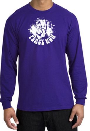 Peace Shirt Peace Now Retro Long Sleeve Tee Purple