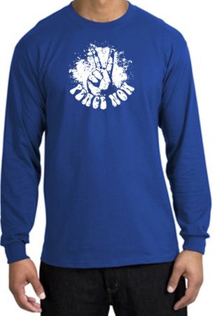 Peace Shirt Peace Now Retro Long Sleeve Tee Royal
