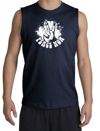 Peace Shirt Peace Now Retro Muscle Shirt Navy