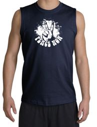 Peace Shirt Peace Now Retro Muscle Shirt Navy