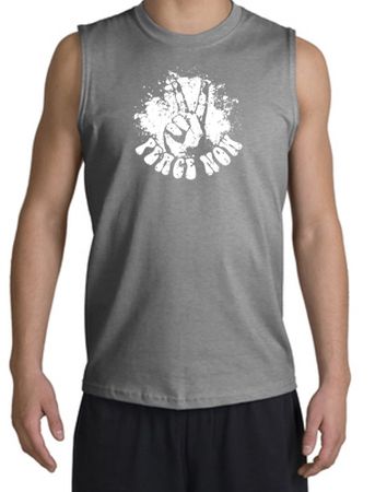 Peace Shirt Peace Now Retro Muscle Shirt Sports Grey