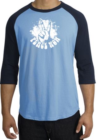 Peace Shirt Peace Now Retro Raglan Shirt Carolina Blue/Navy