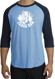 Peace Shirt Peace Now Retro Raglan Shirt Carolina Blue/Navy