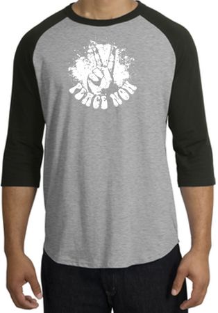 Peace Shirt Peace Now Retro Raglan Shirt Heather Grey/Black