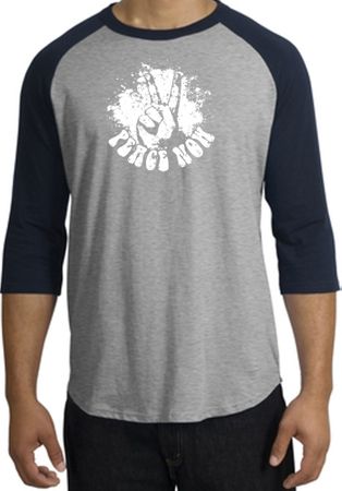 Peace Shirt Peace Now Retro Raglan Shirt Heather Grey/Navy