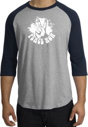 Peace Shirt Peace Now Retro Raglan Shirt Heather Grey/Navy