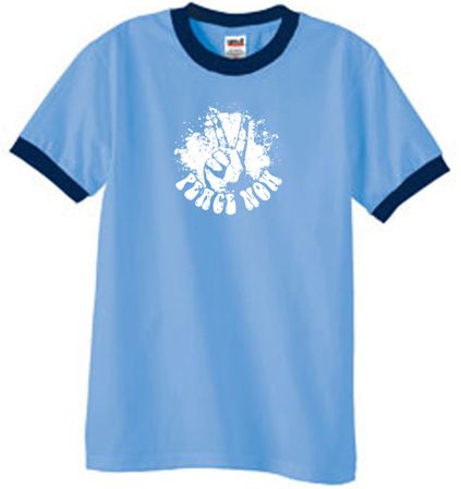 Peace Shirt Peace Now Retro Ringer Shirt Carolina Blue/Navy