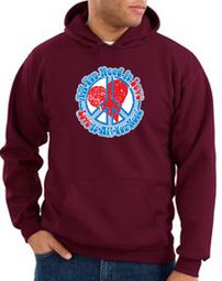 Peace Sign Hoodie All You Need Is Love Adult Hoody Maroon
