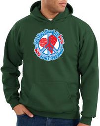 Peace Sign Hoodie All You Need Is Love Hoody Dark Green