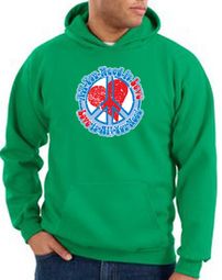 Peace Sign Hoodie All You Need Is Love Hoody Kelly Green
